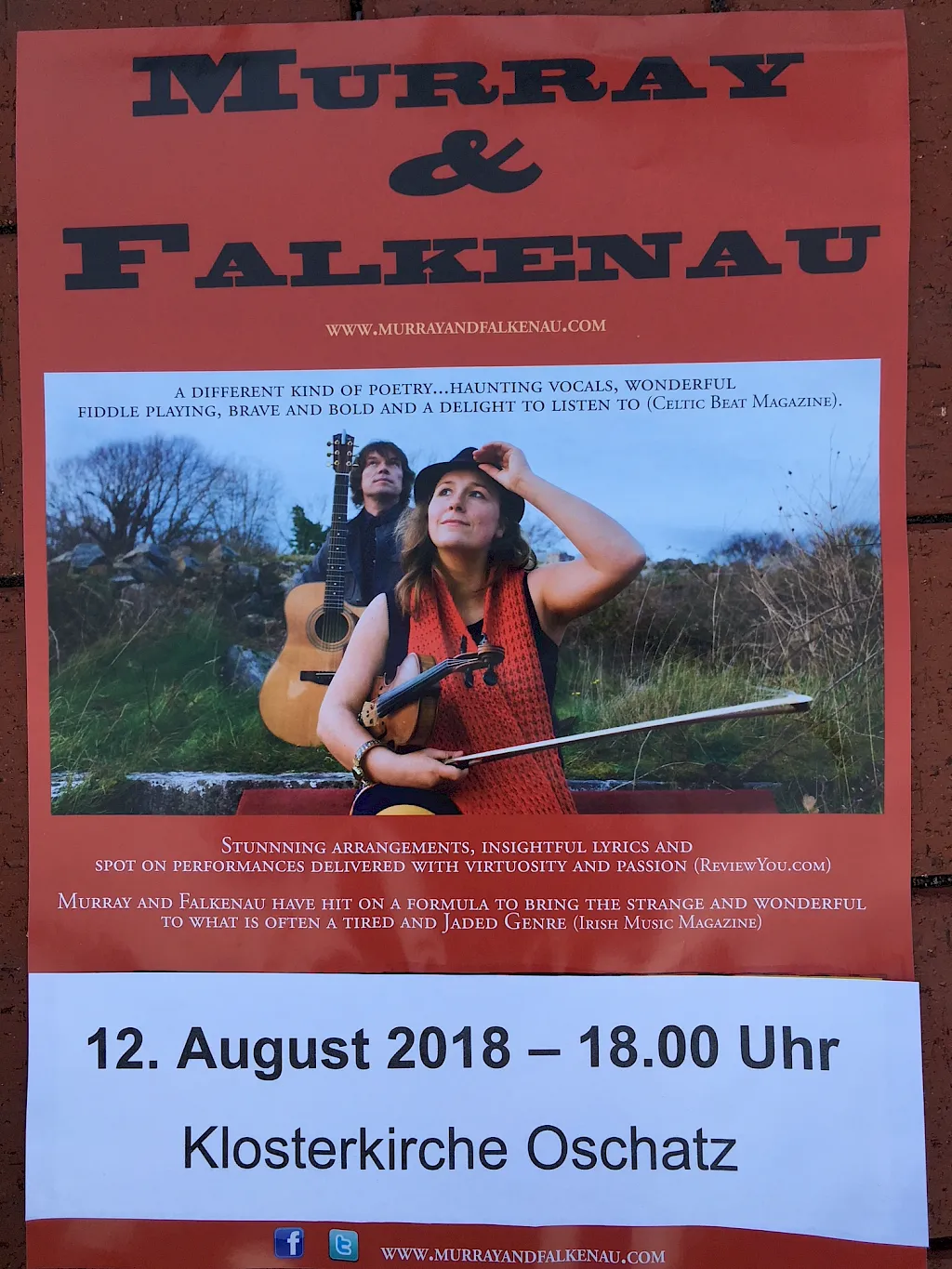 Plakat: Konzert mit Murray & Falkenau am 12.08.2018