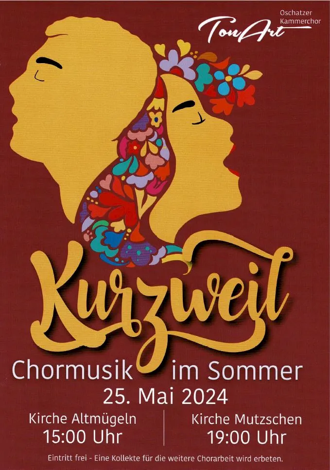 Plakat: Sommerkonzert des Kammerchors TonArt am 25.05.2024