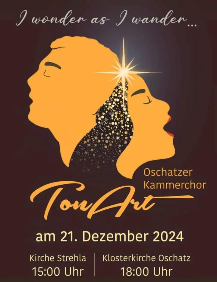 Plakat: Konzert des Kammerchors TonArt am 21.12.2024